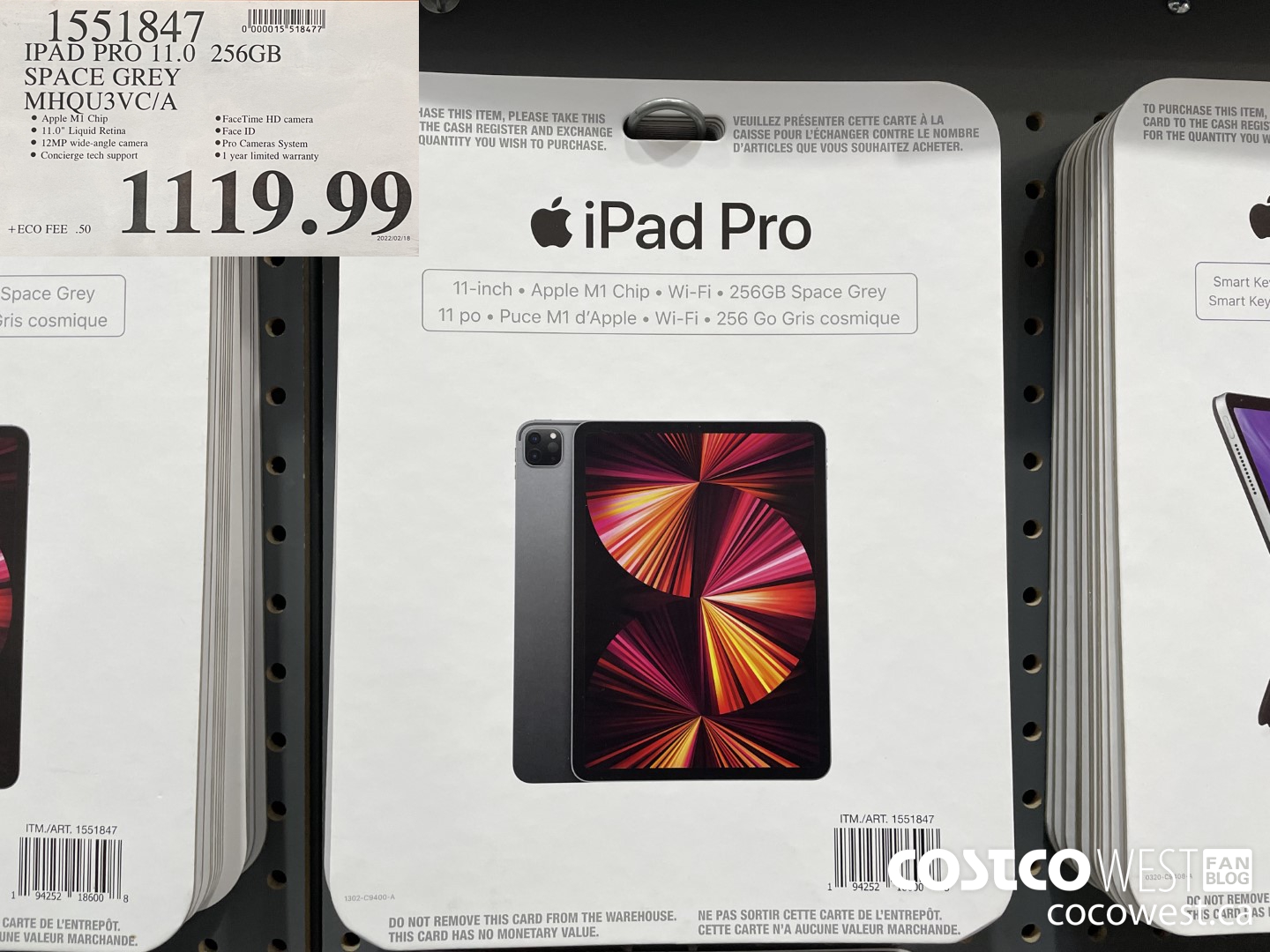 1551847 IPAD PRO 11.0 256GB SPACE GREY MHOQU3VC/A $1119.99