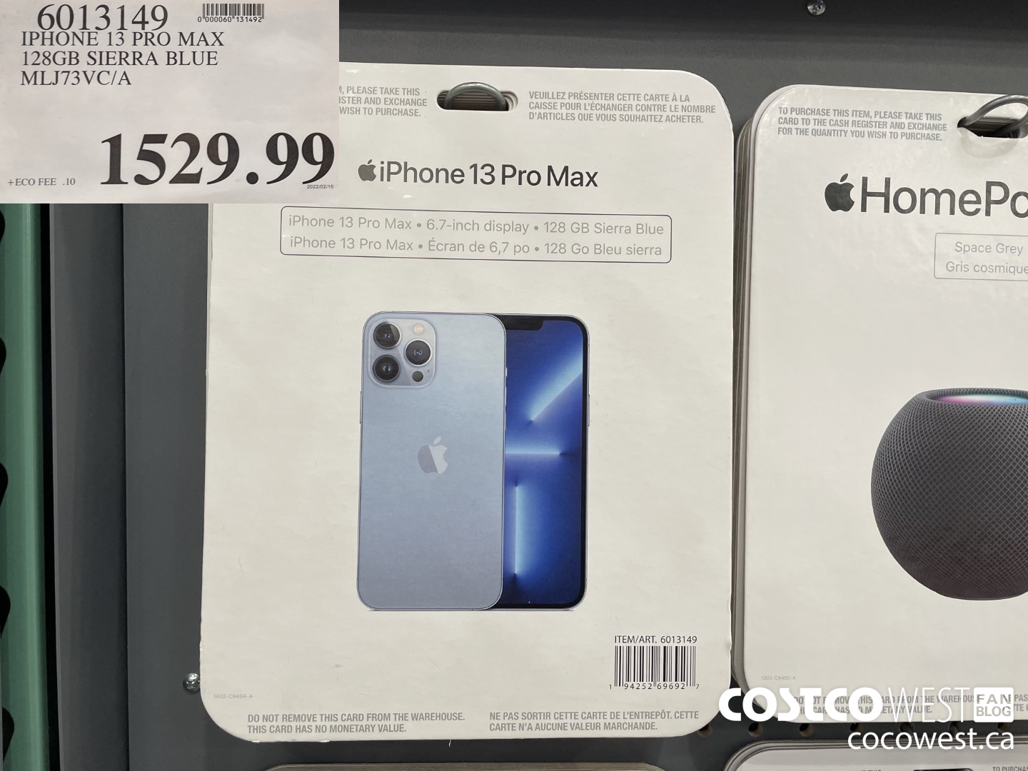 6013149 IPHONE 13 PRO MAX 128GB SIERRA BLUE MLJ73VC/A $1529.99