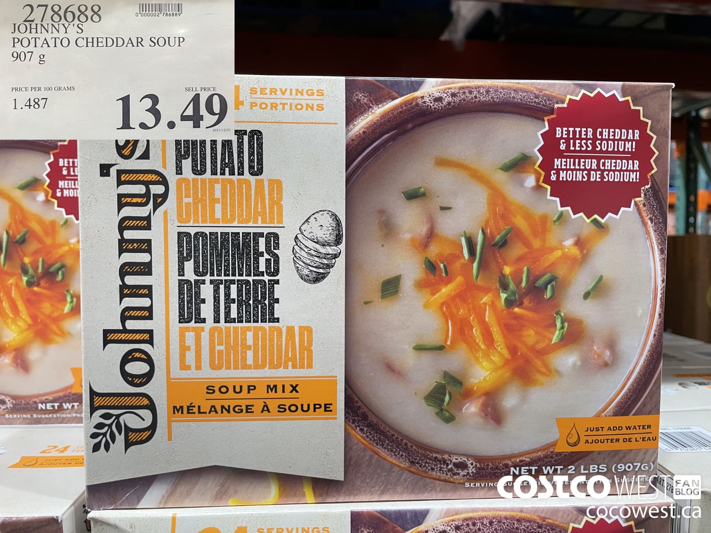 278688 JOHNNY'S POTATO CHEDDAR SOUP 907 g $13.49