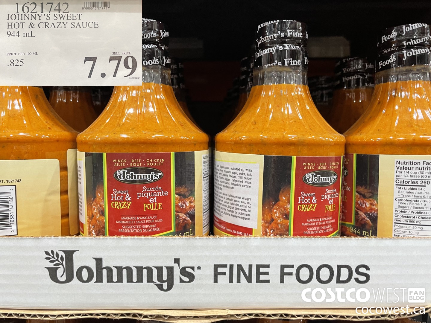 1621742 JOHNNY'S SWEET HOT & CRAZY SAUCE 944 mL $7.79