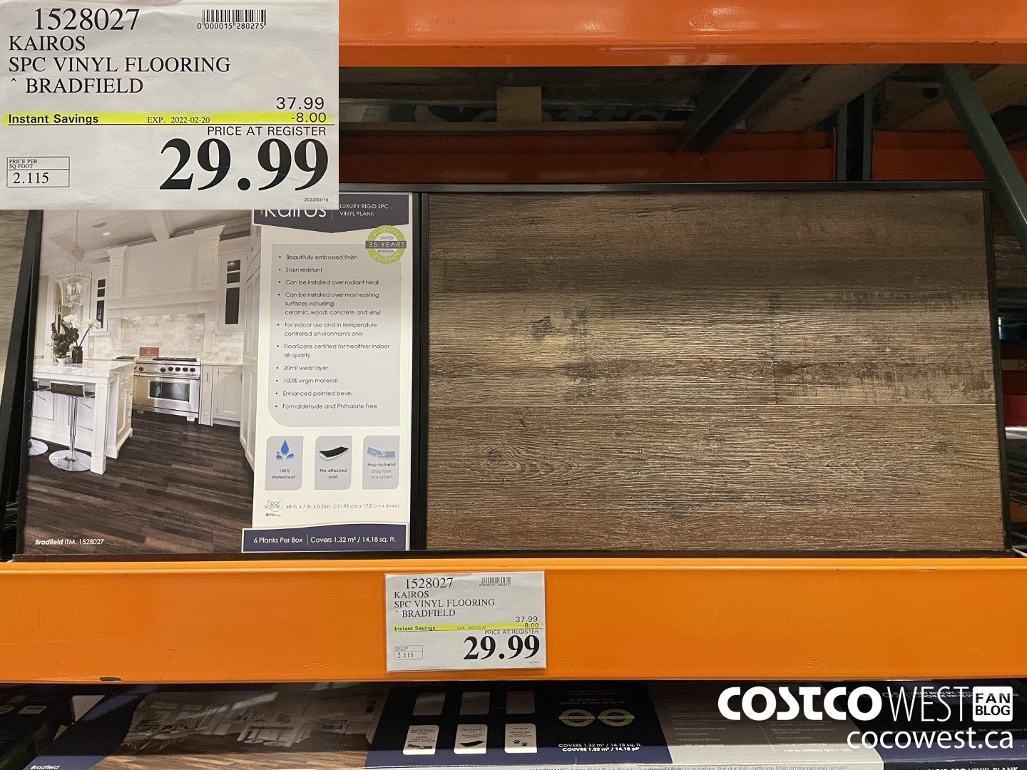 1528027 KAIROS SPC VINYL FLOORING BRADFIELD  ($8.00 INSTANT SAVINGS EXPIRES ON 2022-02-20) $29.99