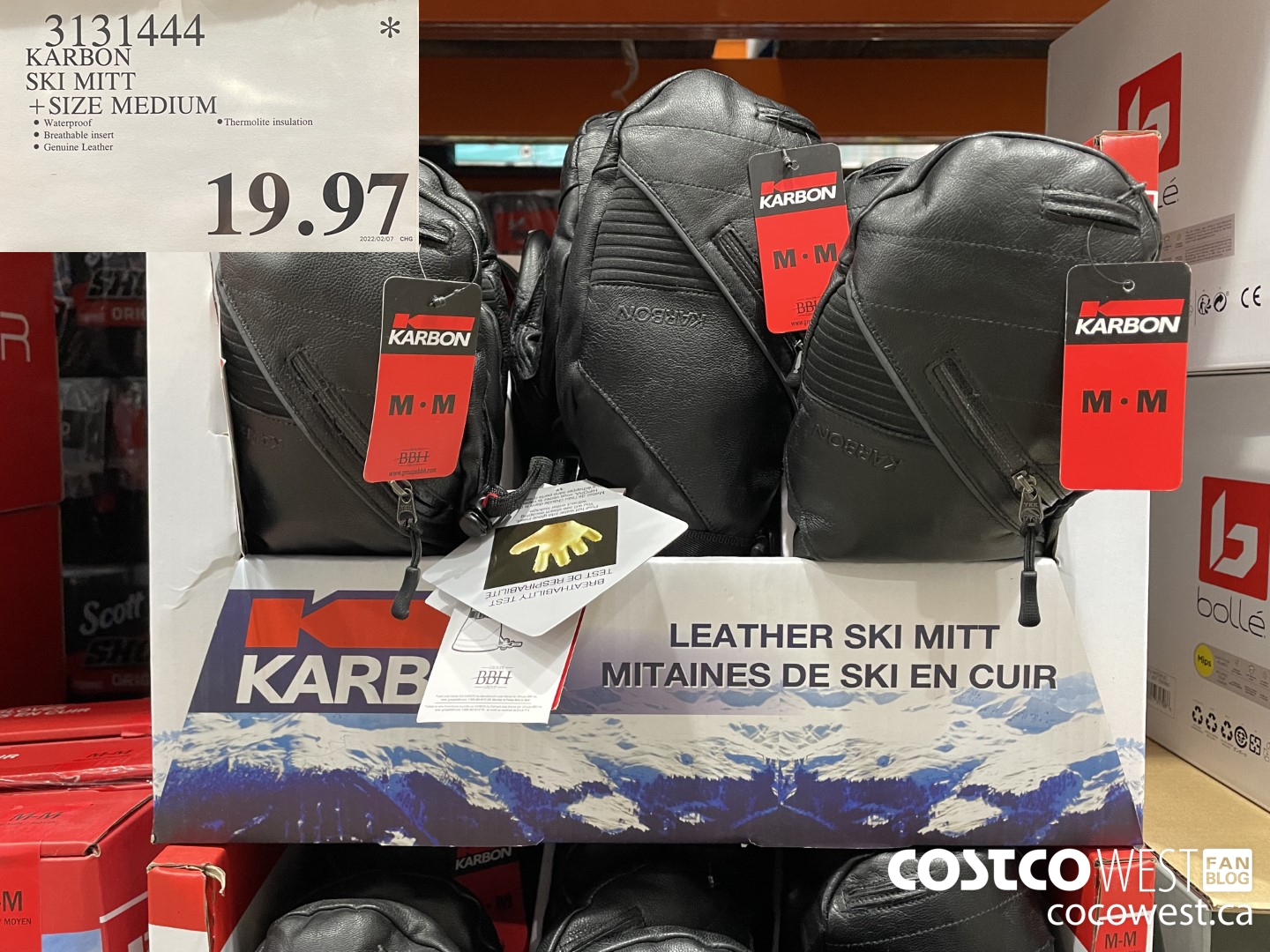 3131444 KARBON SKI MITT SIZES MEDIUM $19.97