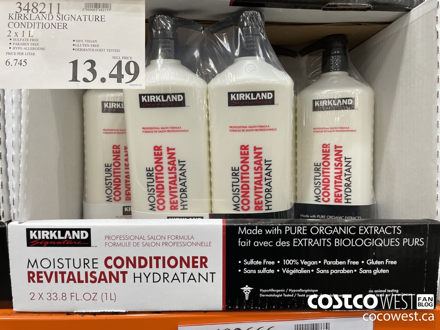 348211 KIRKLAND SIGNATURE CONDITIONER 2 X 1L $13.49