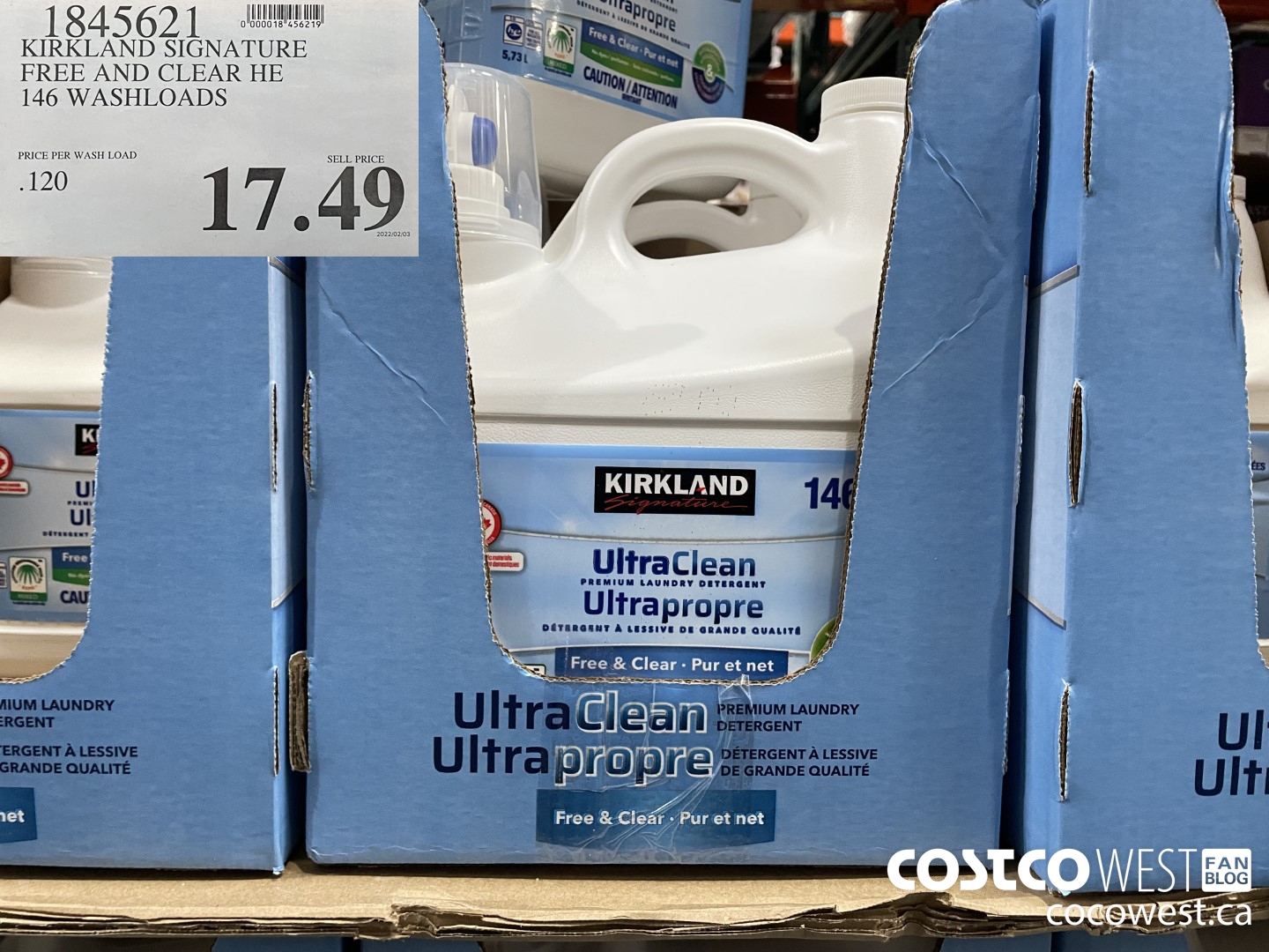 1845621 KIRKLAND SIGNATURE FREE AND CLEAR HE 146 WASHLOADS $17.49