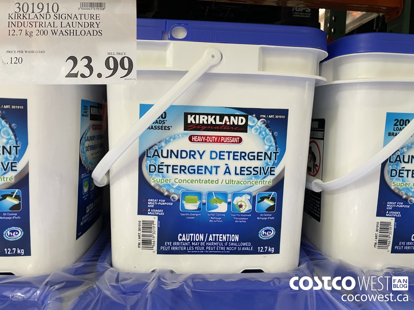 301910 KIRKLAND SIGNATURE INDUSTRIAL LAUNDRY 12.7 KG 200 WASHLOADS $23.99