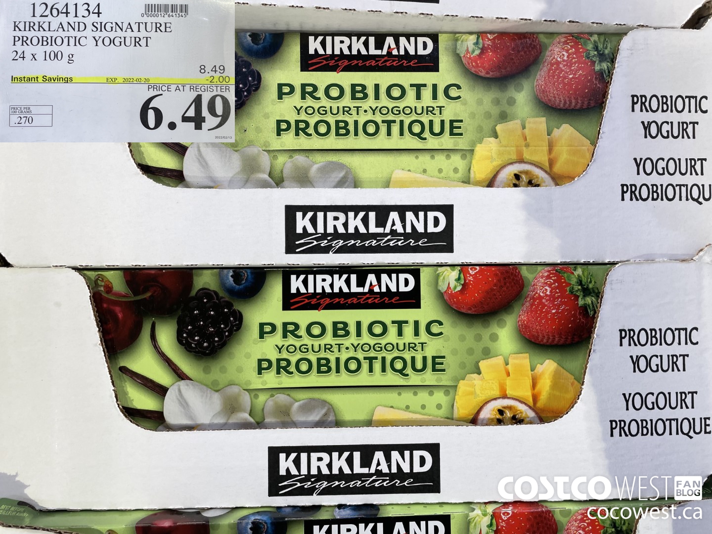 1264134 KIRKLAND SIGNATURE PROBIOTIC YOGURT 24 x 100 g ($2.00 INSTANT SAVINGS EXPIRES ON 2022-02-20) $6.49