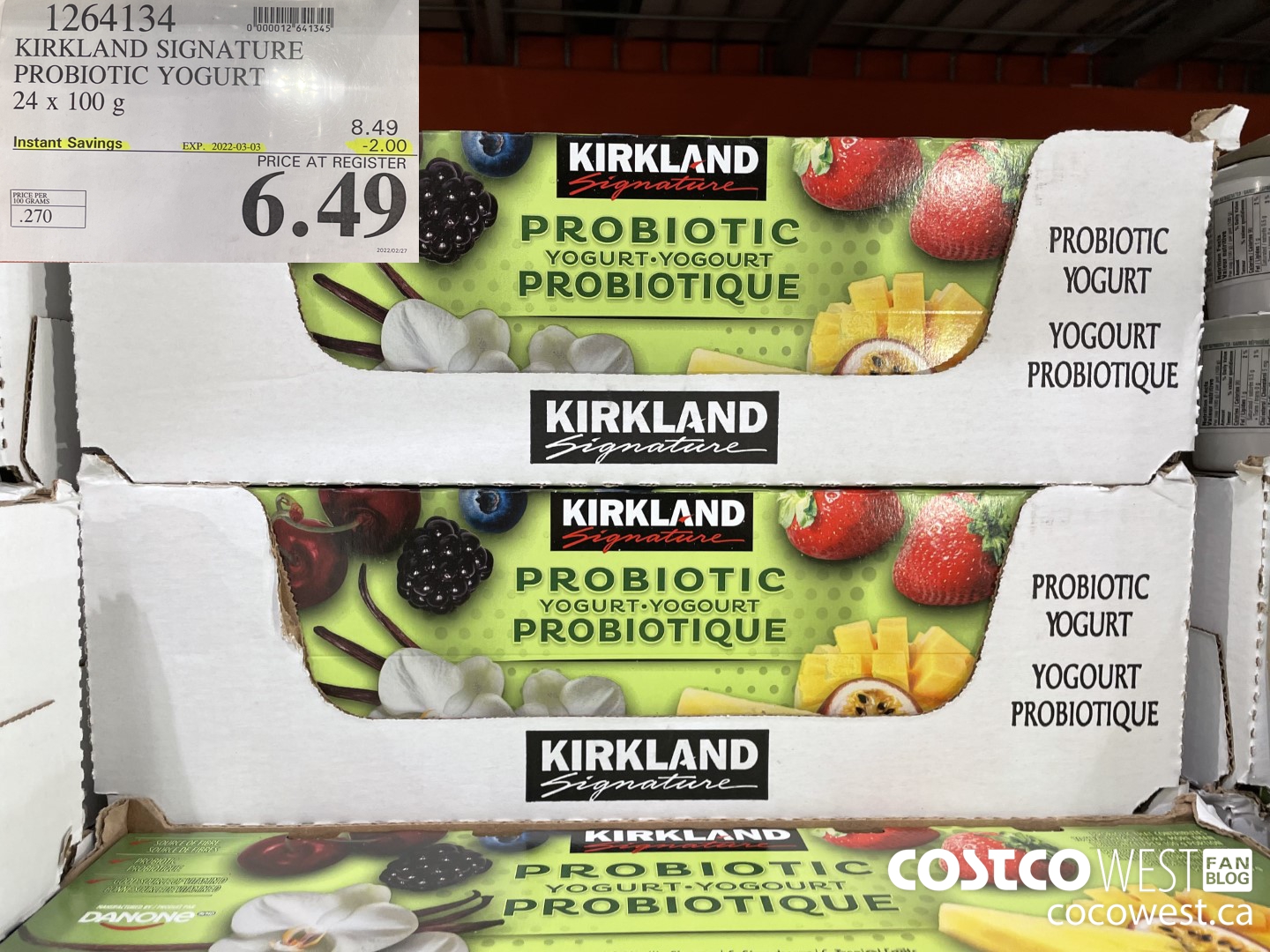 1264134 KIRKLAND SIGNATURE PROBIOTIC YOGURT 24 x 100 g ($2.00 INSTANT SAVINGS EXPIRES ON 2022-03-03) $6.49