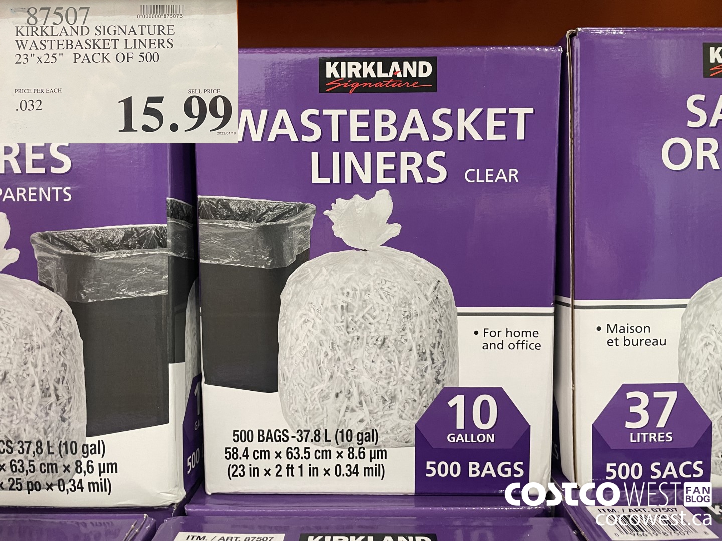 87507 KIRKLAND SIGNATURE WASTEBASKET LINERS 23