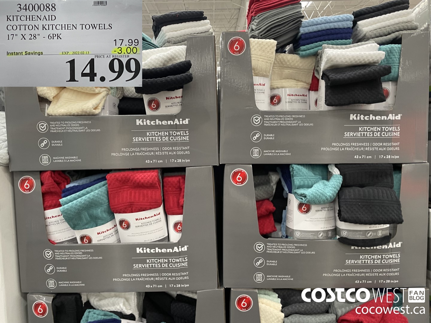 3400088 KITCHENAID COTTON KITCHEN TOWELS 7 X 23 6PK  ($3.00 INSTANT SAVINGS EXPIRES ON 2022-02-13) $14.99