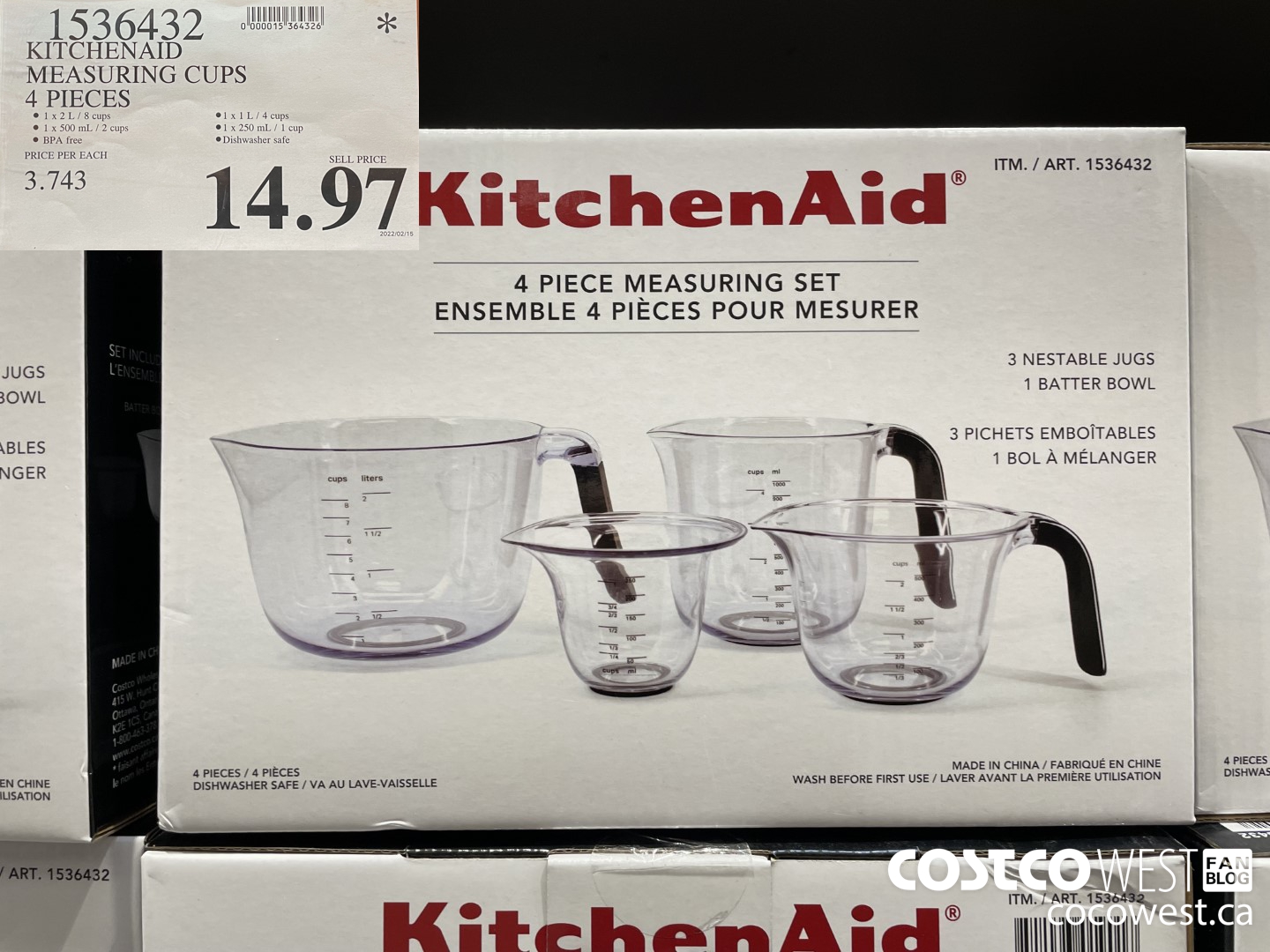 1536432 KITCHENAID MEASURING CUPS 4 PIECES  $14.97