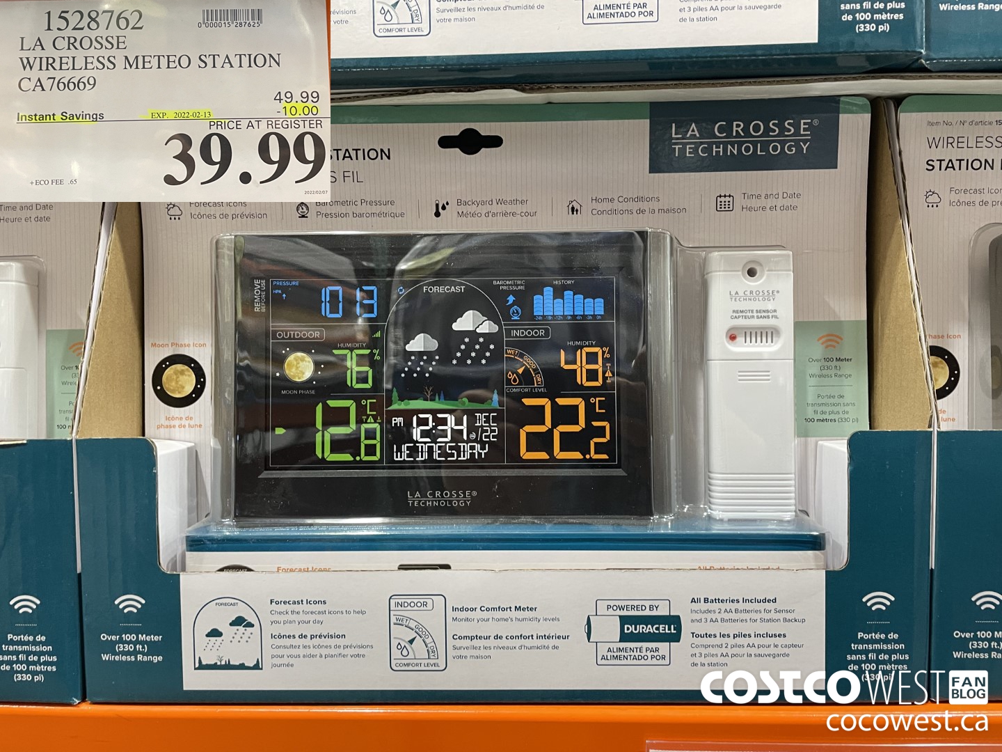 1528762 LA CROSSE WIRELESS METEO STATION CA76669 ($10.00 INSTANT SAVINGS EXPIRES ON 2022-02-13) $39.99