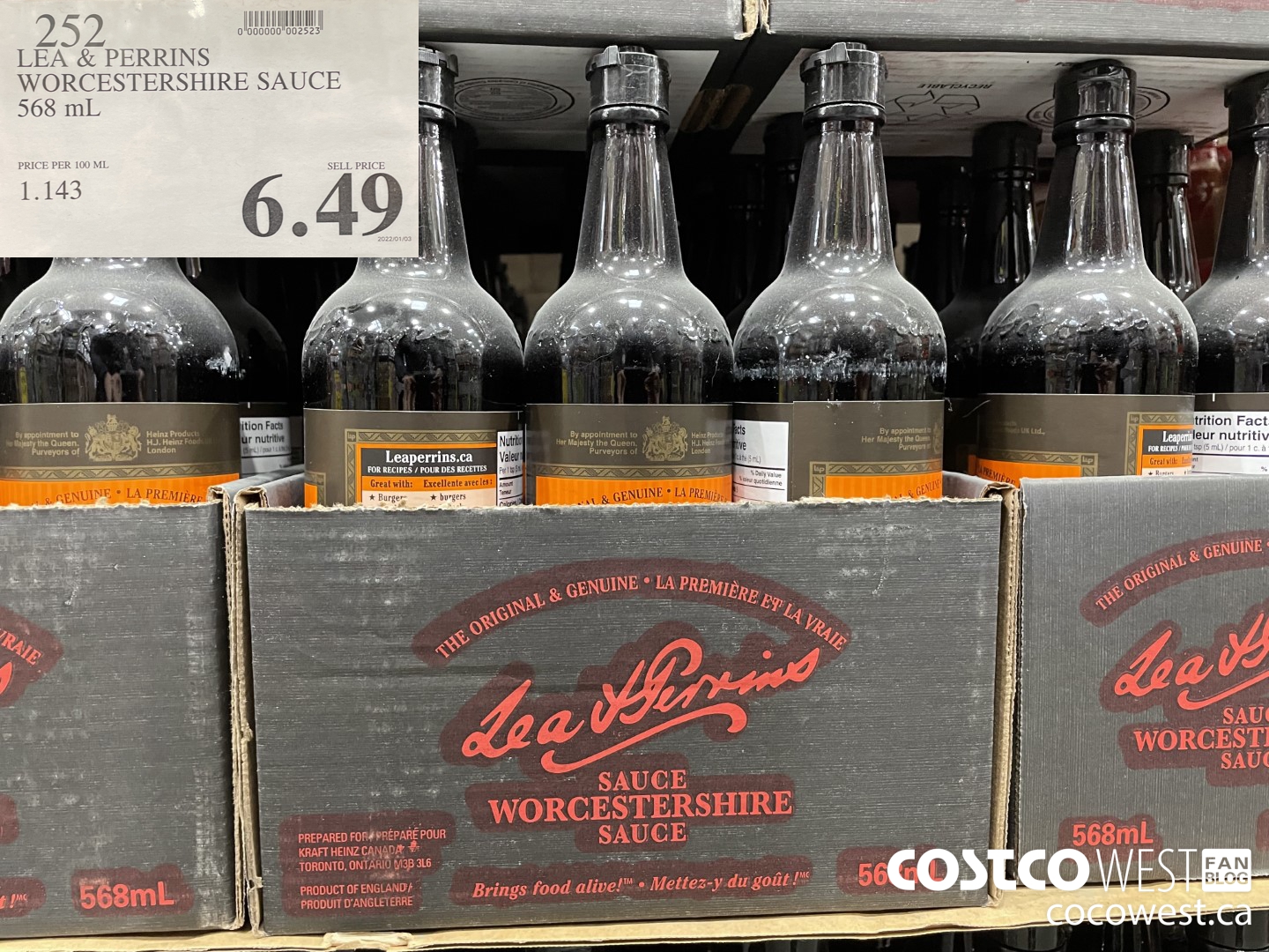 252 LEA & PERRINS WORCESTERSHIRE SAUCE 568 ML $6.49