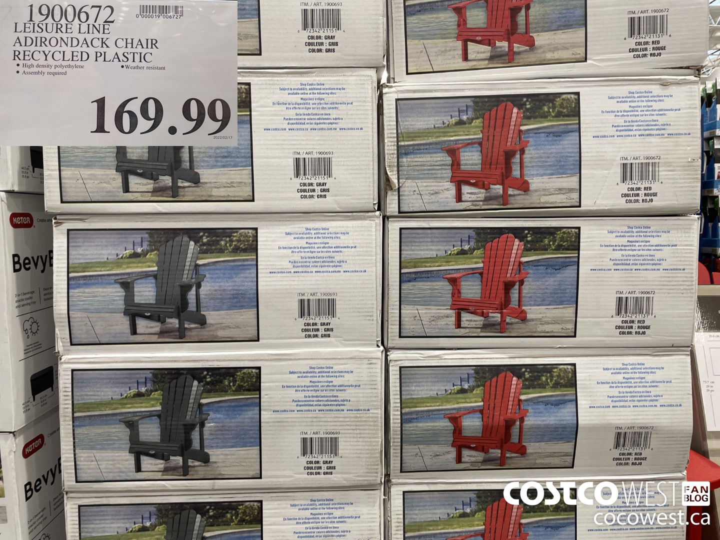 1900672 LEISURE LINE ADIRONDACK CHAIR RECYCLED PLASTIC $169.99