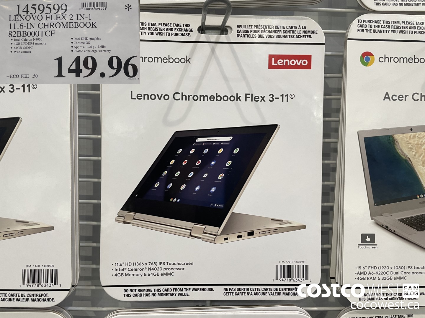1459599 LENOVO FLEX 2-IN-1 11.6-IN CHROMEBOOK 82BBO00TCF  $149.96