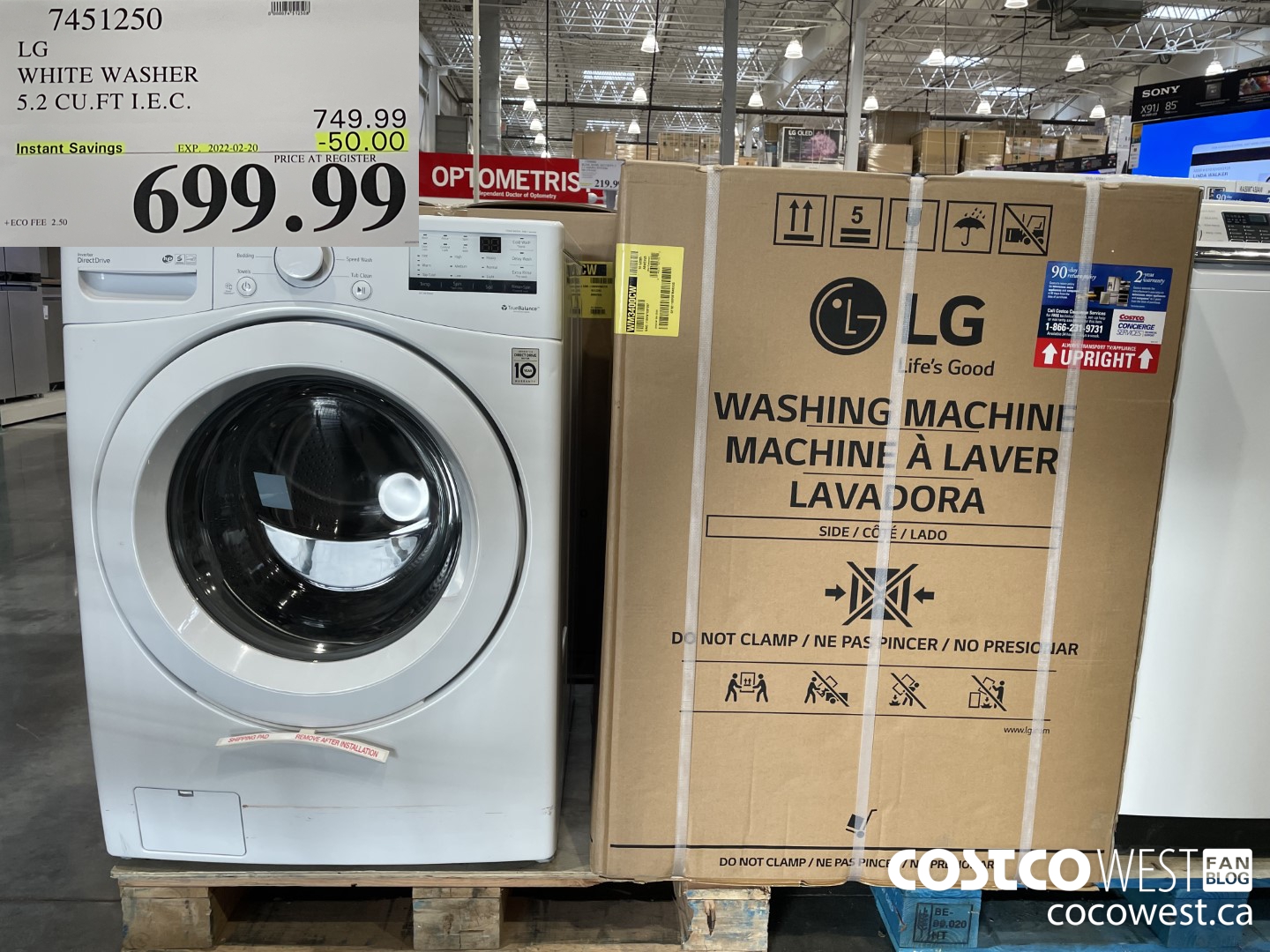 7451250 LG WHITE WASHER 5.2 CU FT I.E.C. ($50.00 INSTANT SAVINGS EXPIRES ON 2022-02-20) $699.99