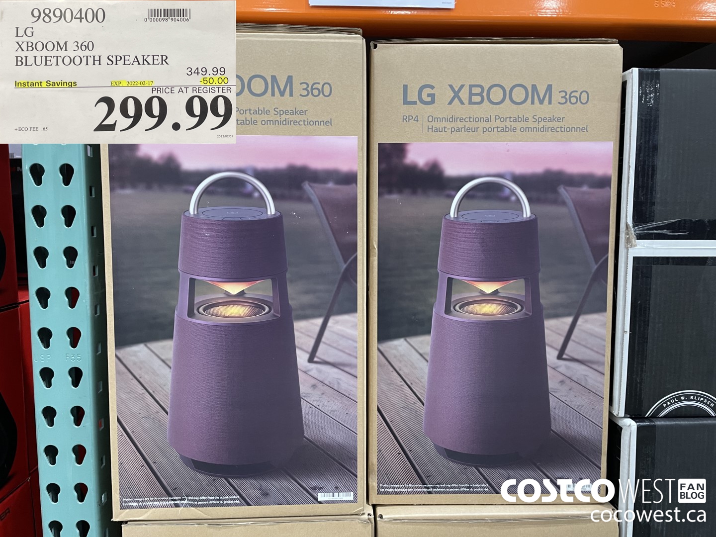 9890400 LG XBOOM 360 BLUETOOTH SPEAKER ($50.00 INSTANT SAVINGS EXPIRES ON 2022-02-17) $299.99