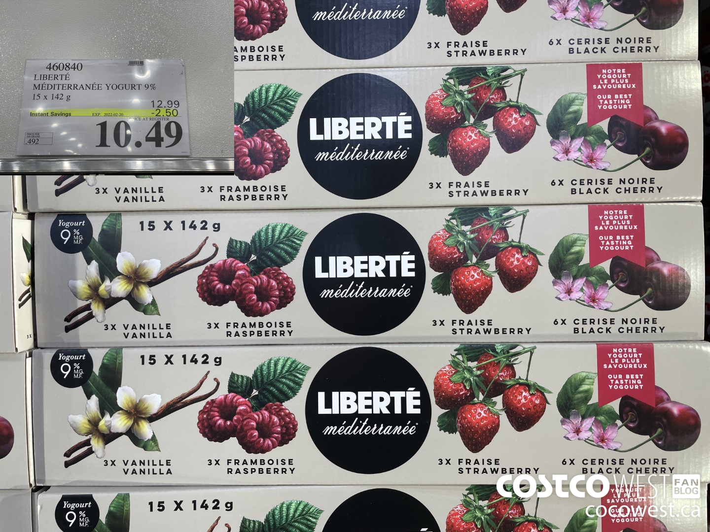 460840 LIBERTE MEDITERRANEE YOGURT 9% 15 x 142 g ($2.50 INSTANT SAVINGS EXPIRES ON 2022-02-20) $10.49