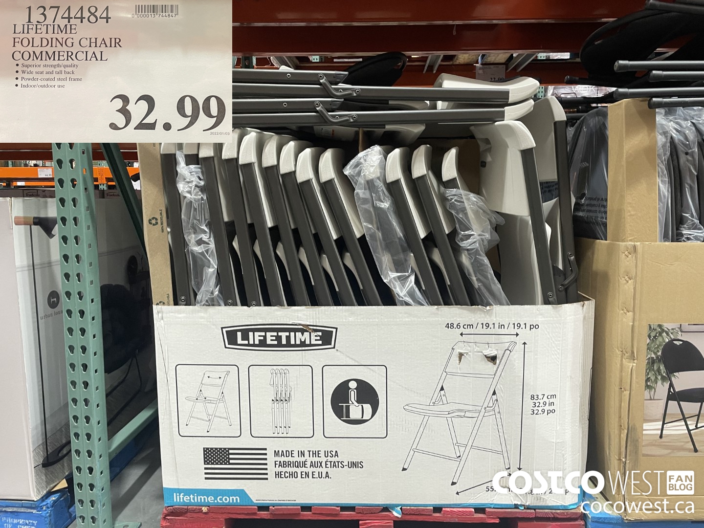 1374484 LIFETIME FOLDING CHAIR COMMERCIAL $32.99