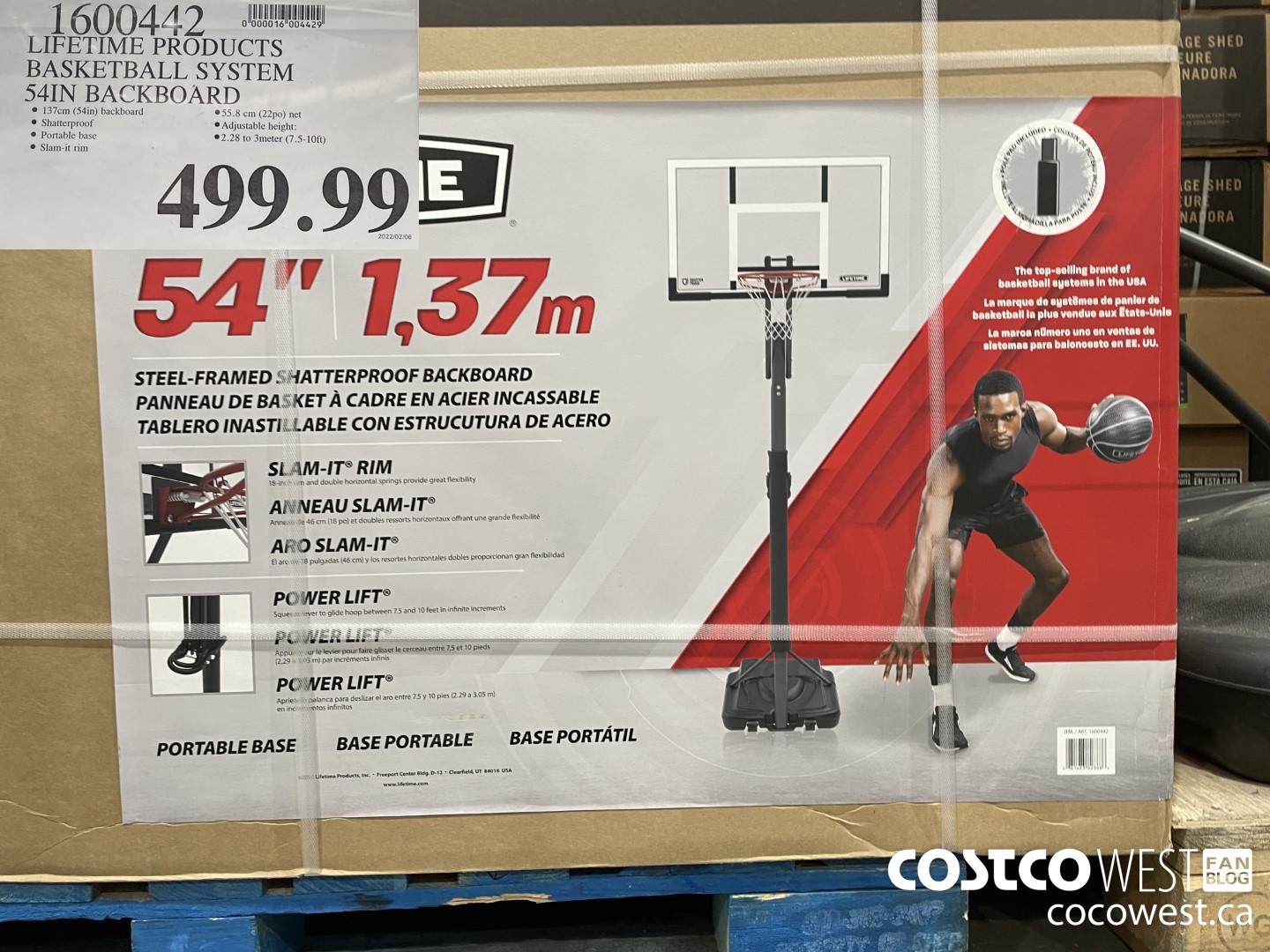 1600442 LIFETIME PRODUCTS BASKETBALL SYSTEM 54IN BACKBOARD $499.99