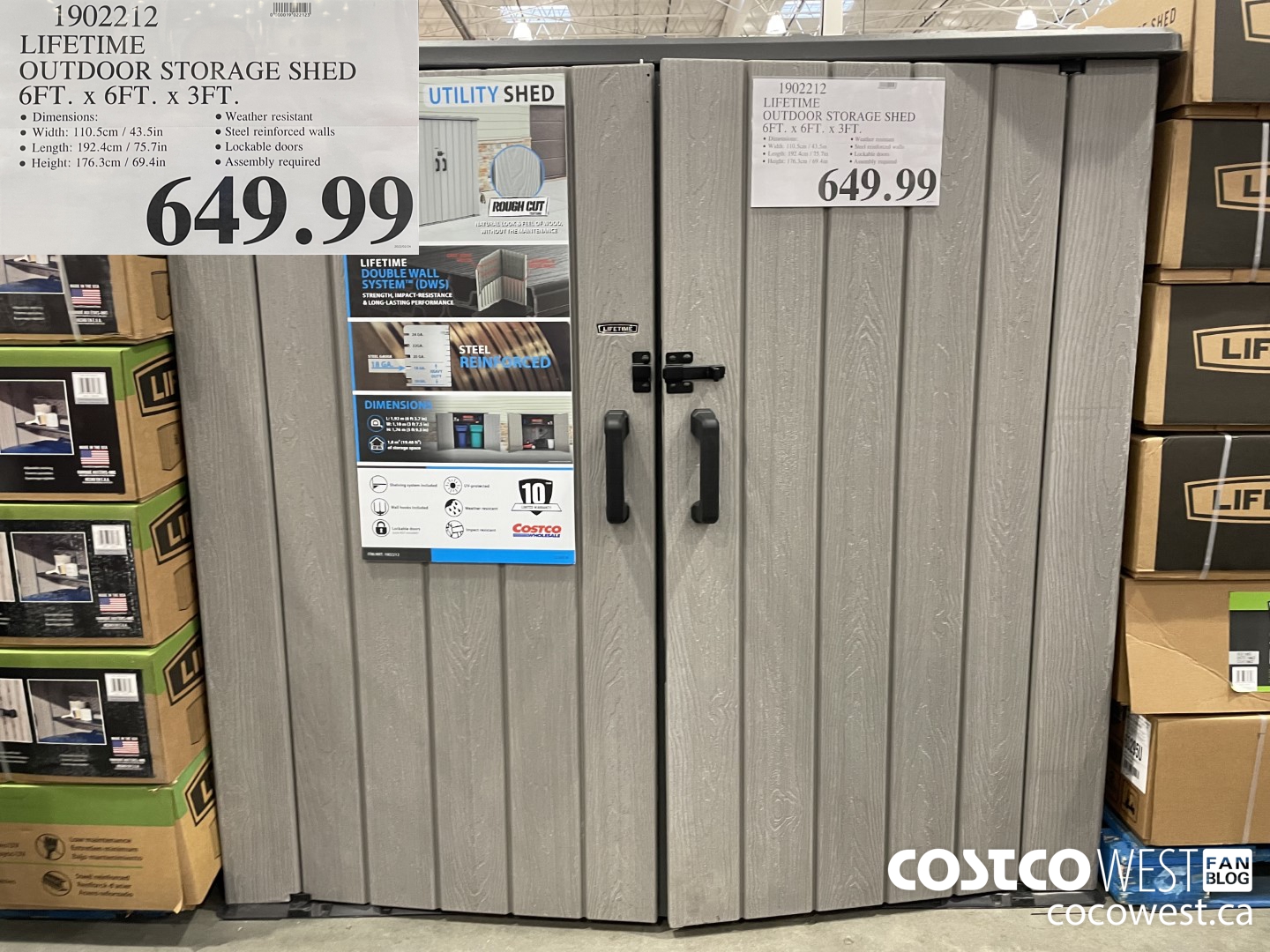 1902212 LIFETIME OUTDOOR STORAGE SHED 6 FT. X 3 FT. $649.99