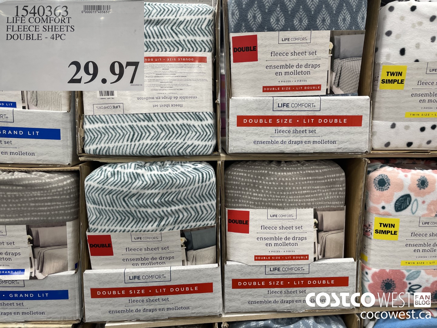 1540363 LIFE COMFORT FLEECE SHEETS DOUBLE - 4PC  $29.97