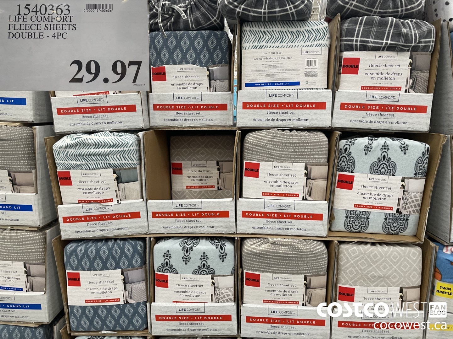 1540363 LIFE COMFORT FLEECE SHEETS DOUBLE - 4PC  $29.97