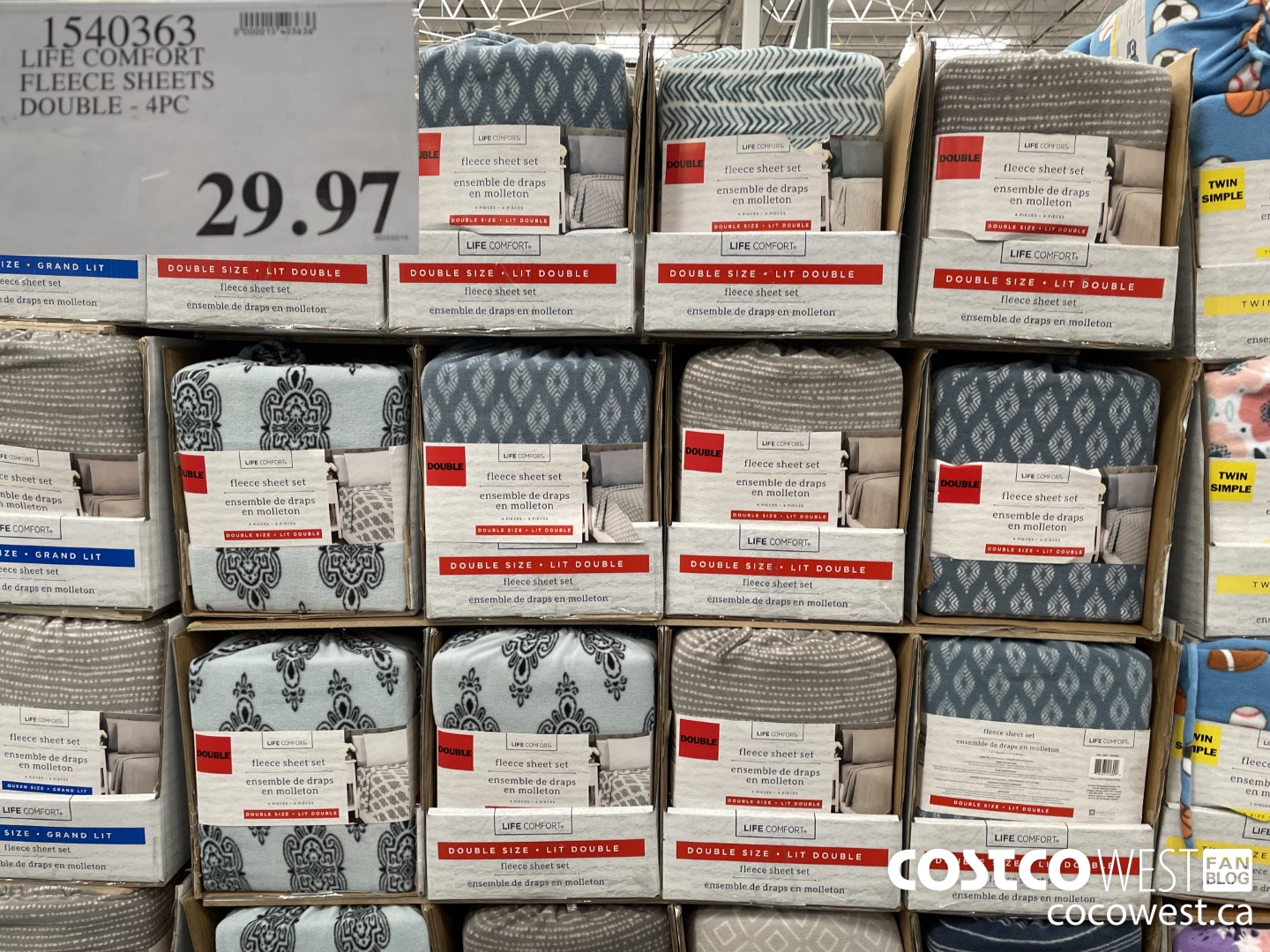 1540363 LIFE COMFORT FLEECE SHEETS DOUBLE - 4PC  $29.97