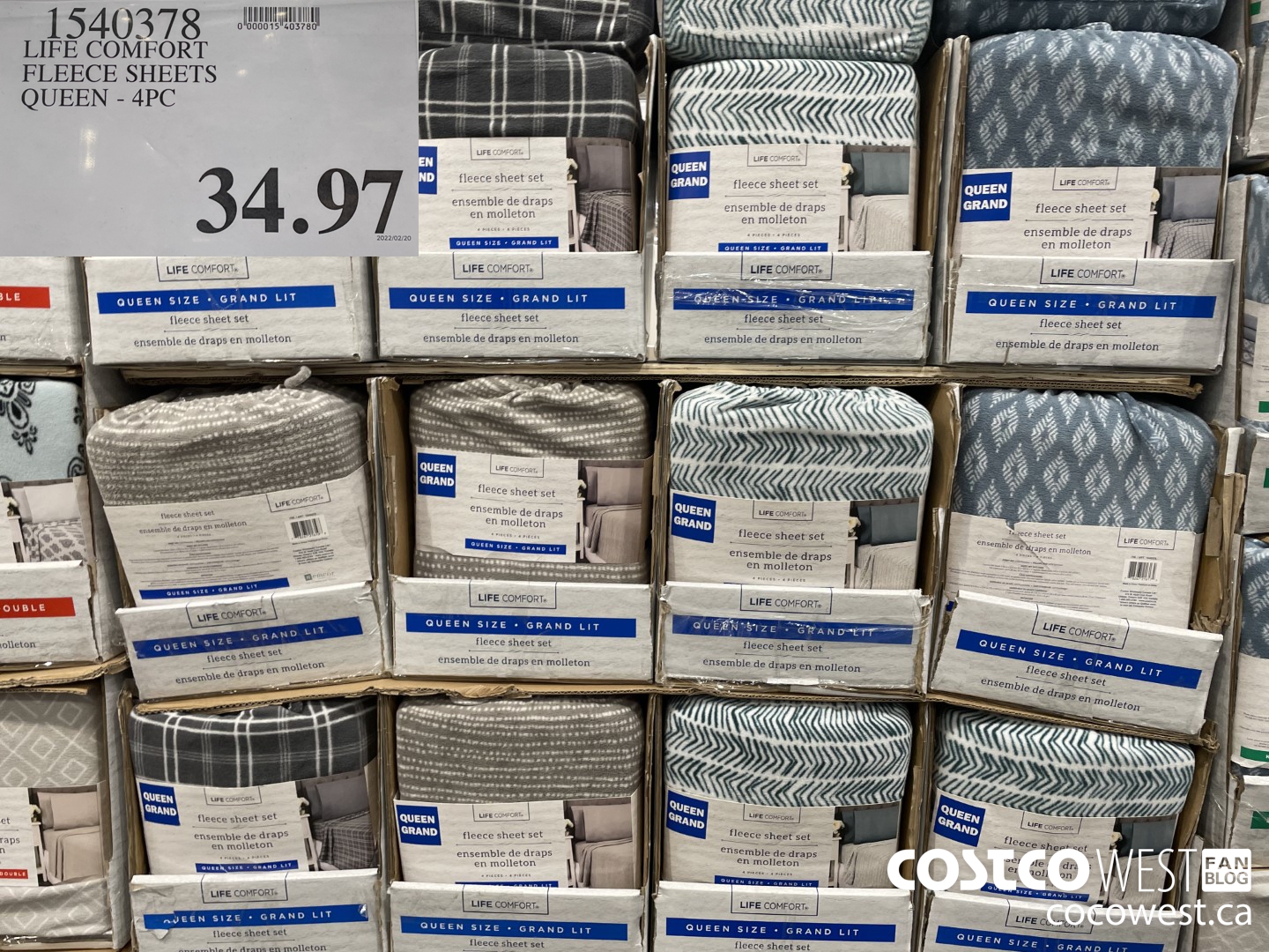 1540378 LIFE COMFORT FLEECE SHEETS QUEEN - 4PC  $34.97