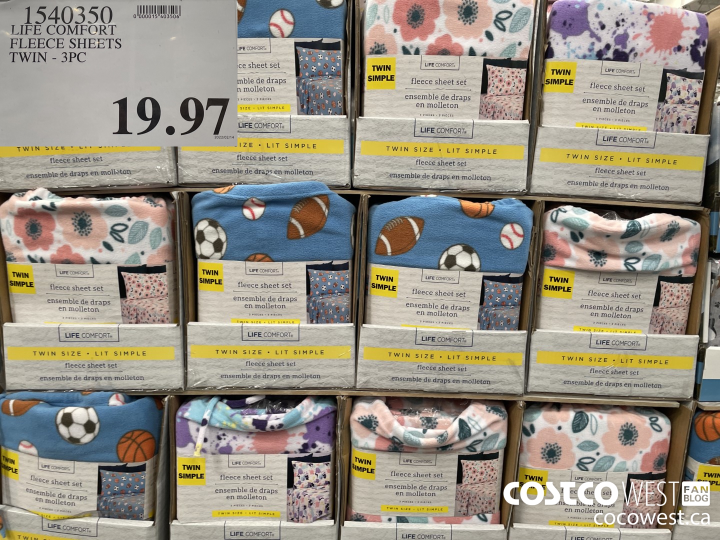 1540350 LIFE COMFORT FLEECE SHEETS TWIN - 3PC  $19.97