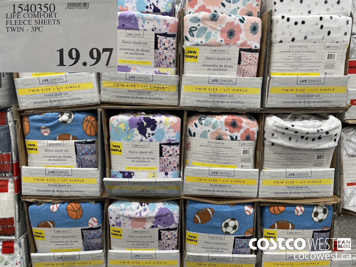 1540350 LIFE COMFORT FLEECE SHEETS TWIN - 3PC  $19.97