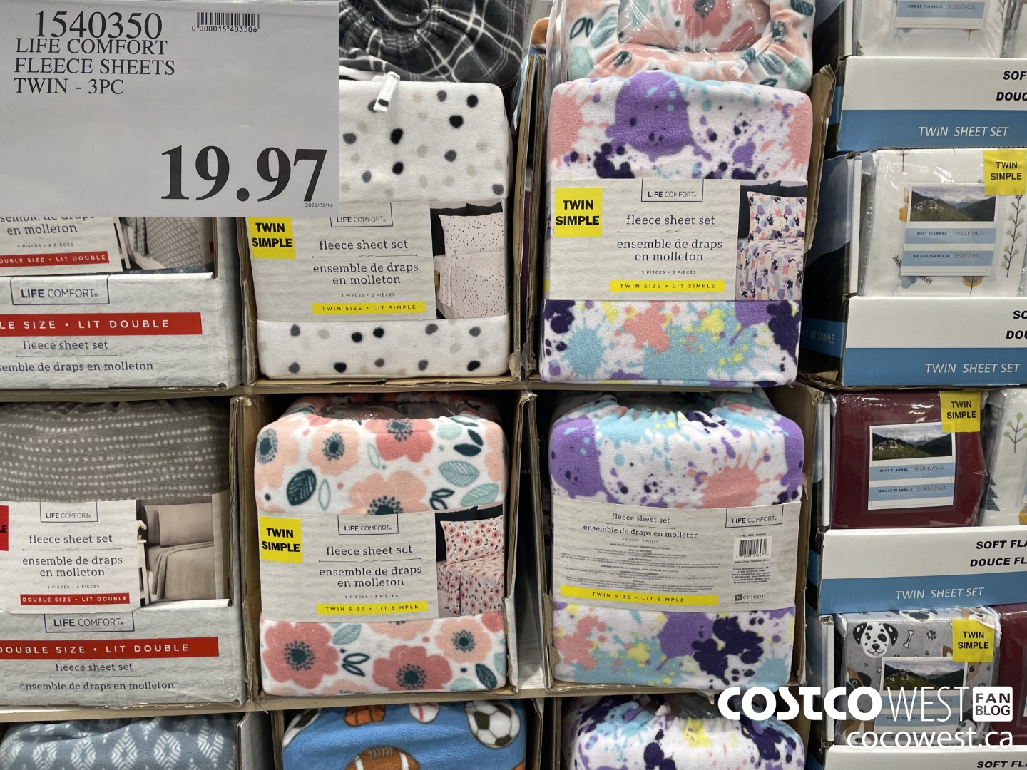 1540350 LIFE COMFORT FLEECE SHEETS TWIN - 3 PC  $19.97