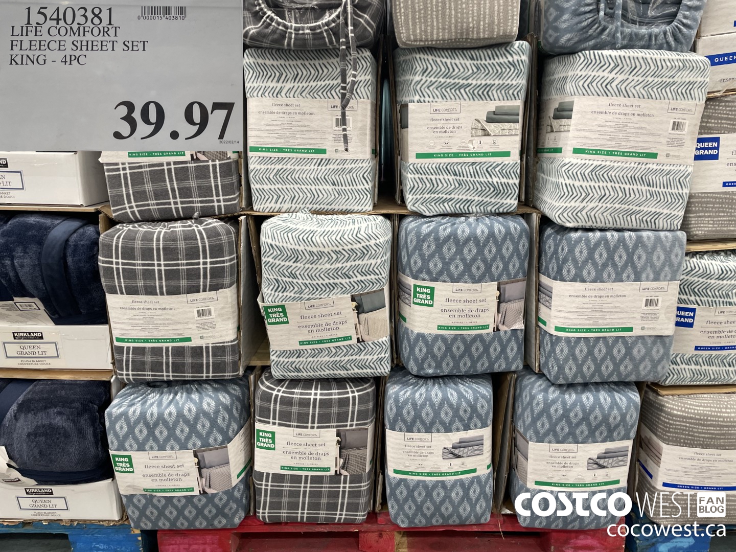 1540381 LIFE COMFORT FLEECE SHEET SET KING - 4PC  $39.97