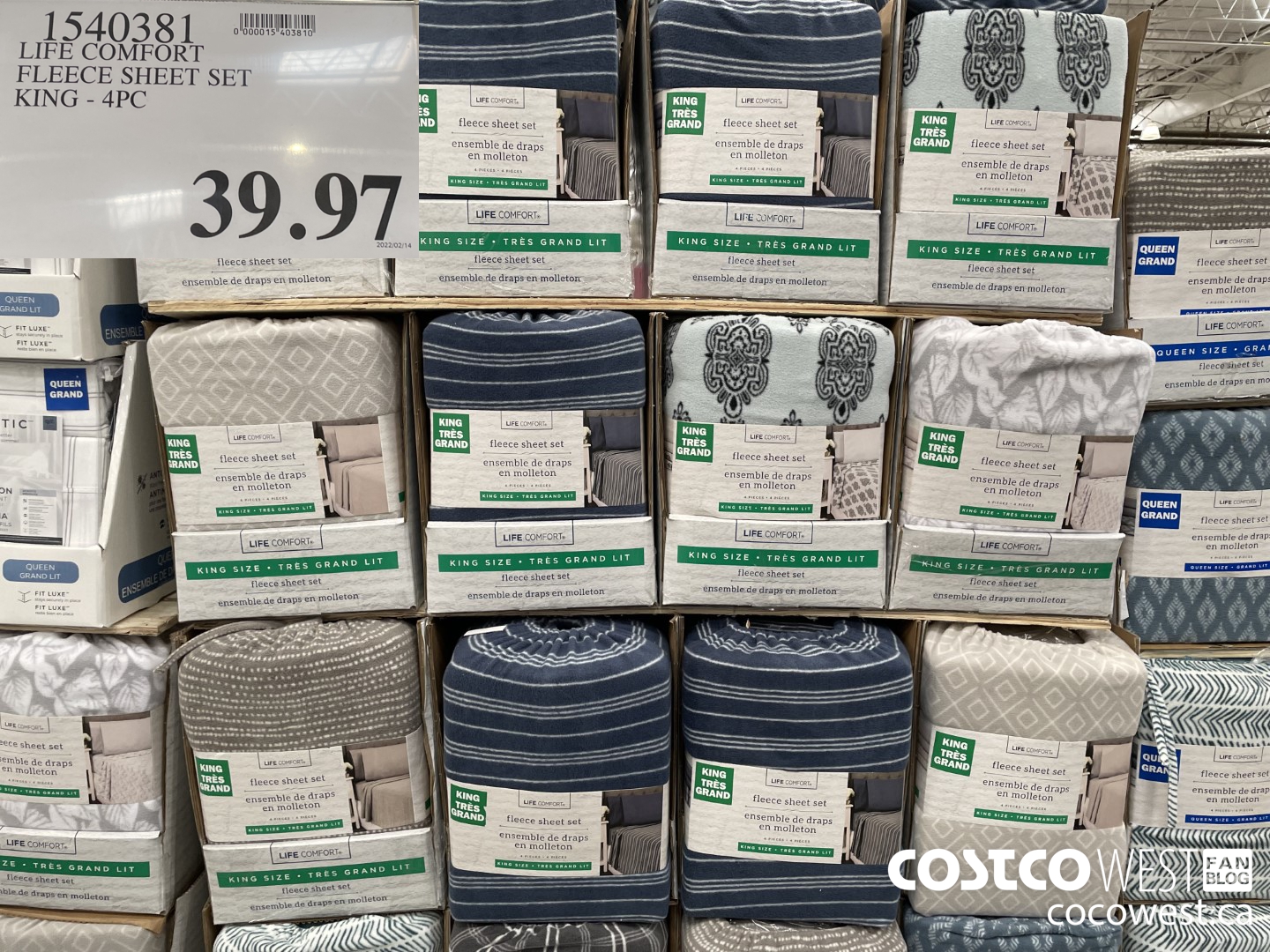 1540381 LIFE COMFORT FLEECE SHEET SET KING - 4PC  $39.97