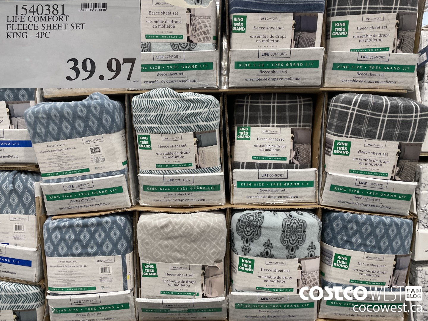 1540381 LIFE COMFORT FLEECE SHEET SET KING - 4PC  $39.97