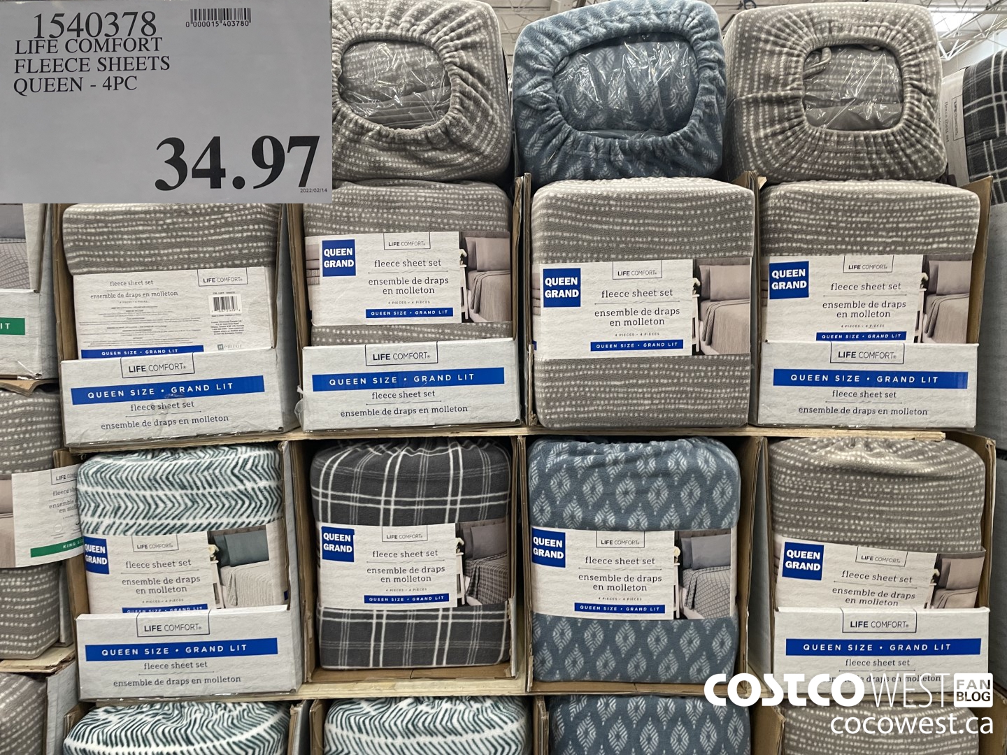 1540378 LIFE COMFORT FLEEE SHEETS QUEEN - 4PC  $34.97