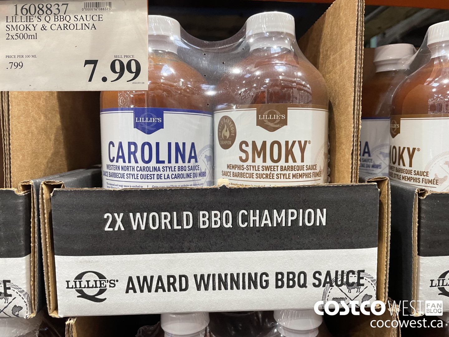 1608837 LILLIE'S Q BBQ SAUCE SMOKY & CAROLINA 2x500ml $7.99