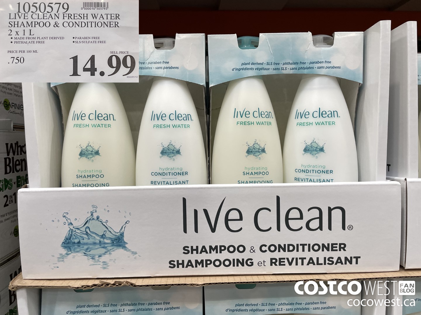 1050579 LIVE CLEAN FRESH WATER SHAMPOO & CONDITIONER 2 X 1L $14.99