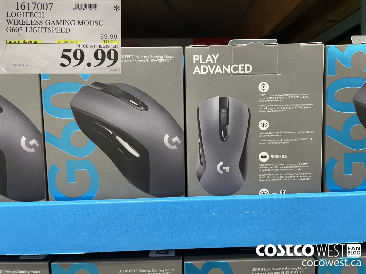 1617007 LOGITECH WIRELESS GAMING MOUSE G603 LIGHTSPEED ($10.00 INSTANT SAVINGS EXPIRES ON 2022-02-17) $59.99