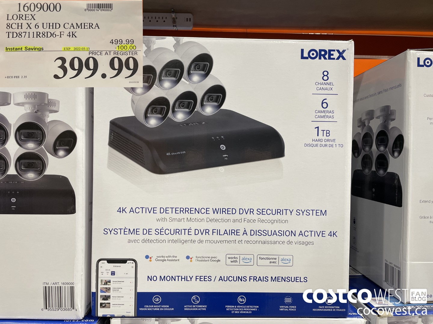 1609000 LOREX 8CH X 6 UHD CAMERA TD8711R8D6-F 4K ($100.00 INSTANT SAVINGS EXPIRES ON 2022-03-13) $399.99