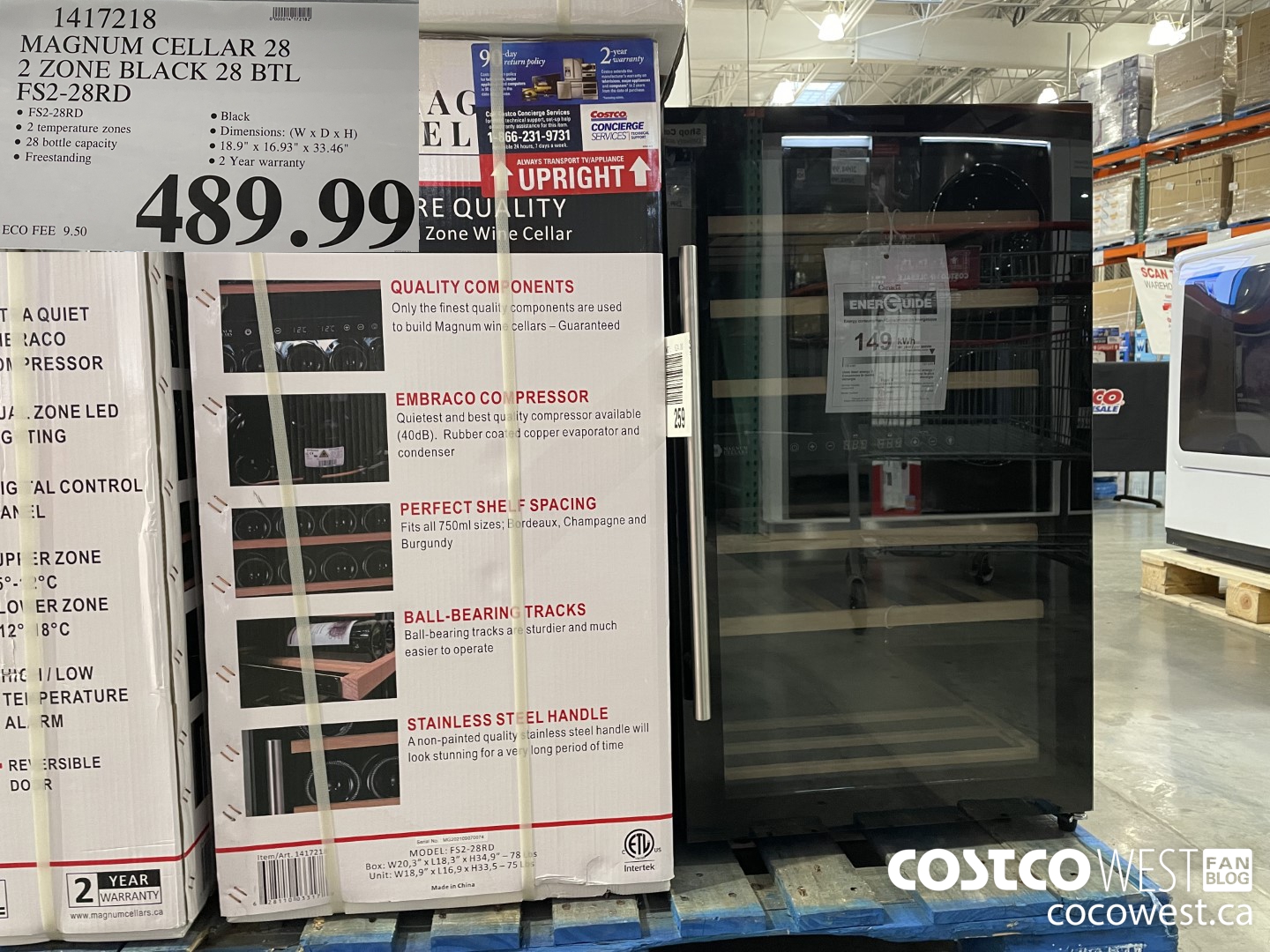 1417218 MAGNUM CELLAR 28 2 ZONE BLACK 28 BTL FS2-28RD  $489.99