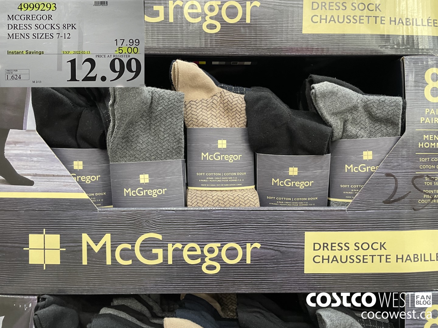 4999293 MCGREFGOR DRESS SOCKS 8PK MENS SIZES 7-12 ($5.00 INSTANT SAVINGS EXPIRES ON 2022-02-13) $12.99