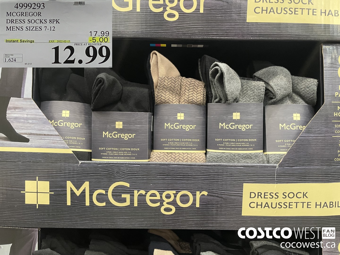 4999293 MCGREGOR DRESS SOCKS 8PK MENS SIZES 7-12 ($5.00 INSTANT SAVINGS EXPIRES ON 2022-02-13) $12.99