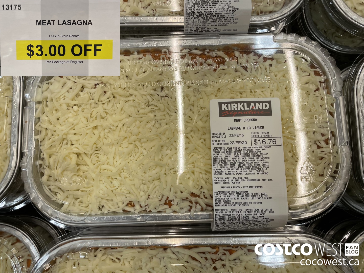 13175 MEAT LASAGNA ($3.00 INSTANT SAVINGS)