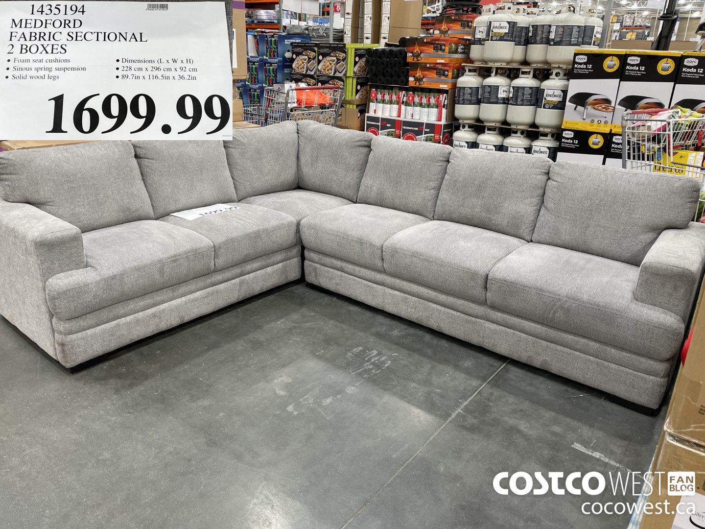 1435194 MEDFORD FABRIC SECTIONAL 2 BOXES  $1699.99