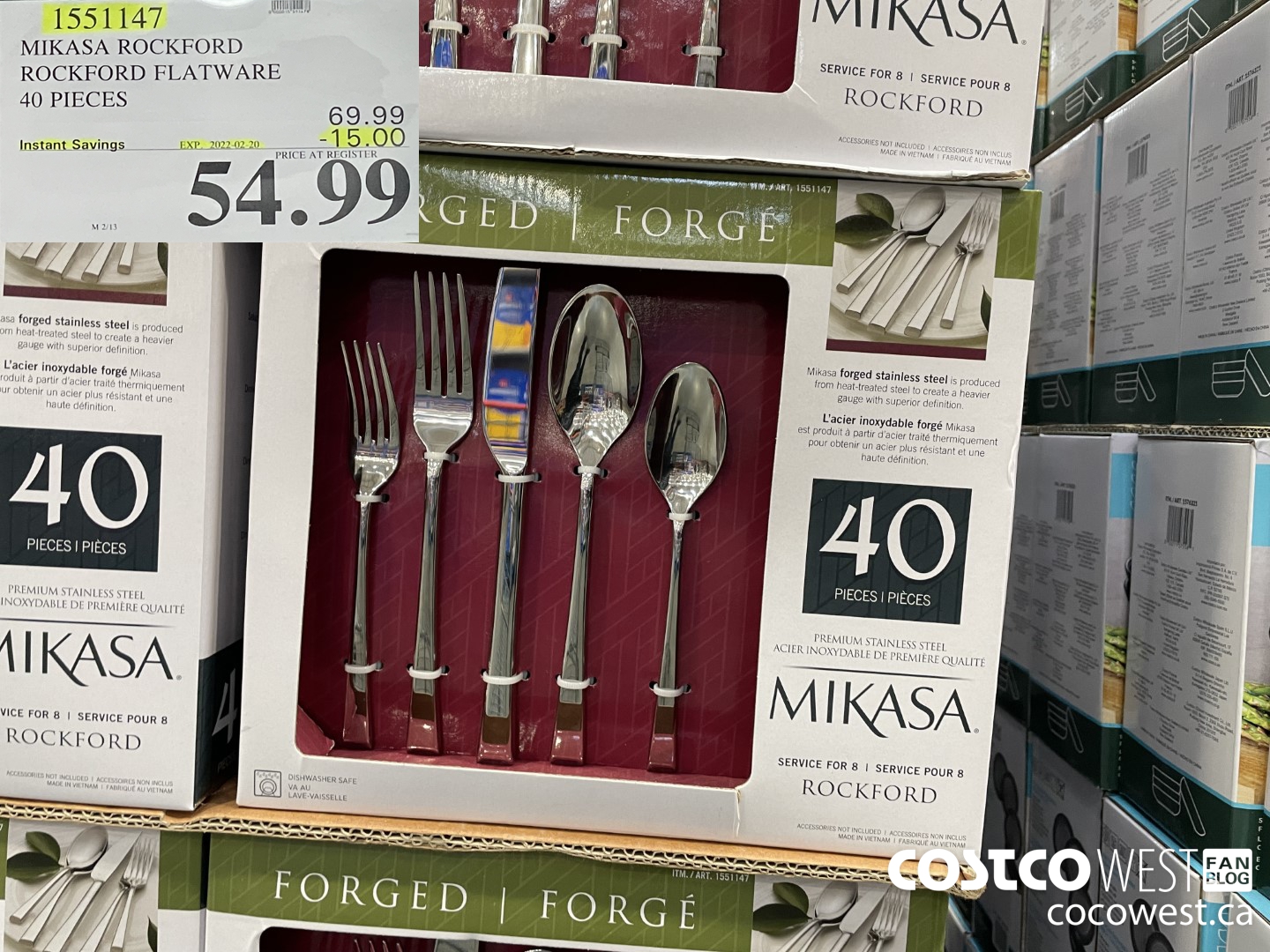 1551147 MIKASA ROCKFORD ROCKFORD FLATWARE 40 PIECES  ($15.00 INSTANT SAVINGS EXPIRES ON 2022-02-20) $54.99
