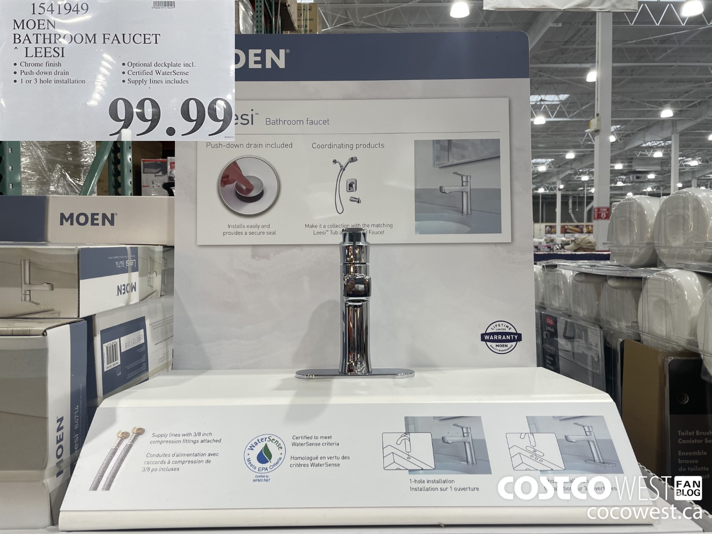 1541949 MOEN BATHROOM FAUCET LEESI $99.99