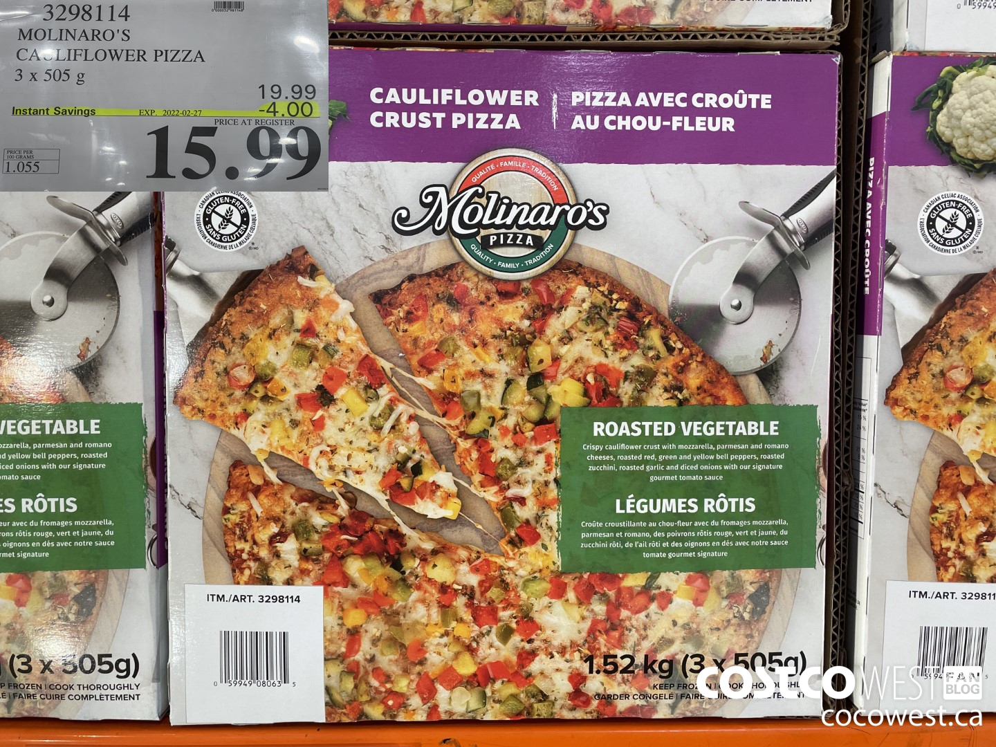 3298114 MOLINARO'S CAULIFLOWER PIZZA 3 x 505 g ($4.00 INSTANT SAVINGS EXPIRES ON 2022-02-27) $15.99