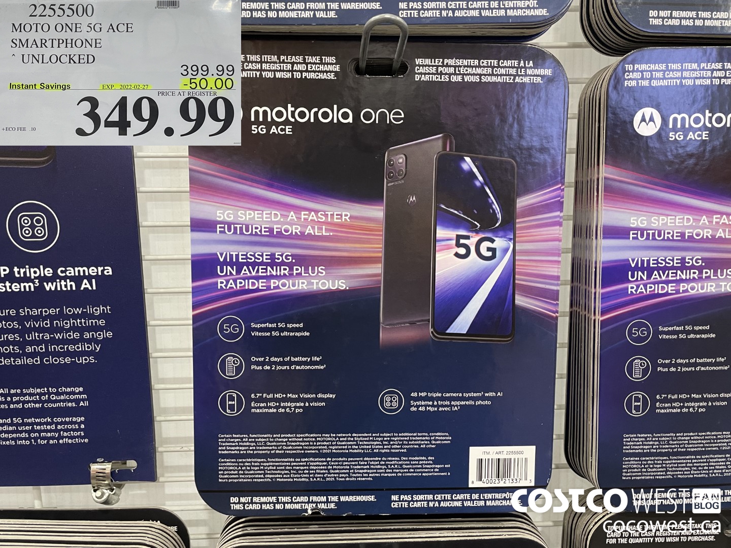 2255500 MOTO ONE 5G ACE SMARTPHONE UNLOCKED ($50.00 INSTANT SAVINGS EXPIRES ON 2022-02-27) $349.99