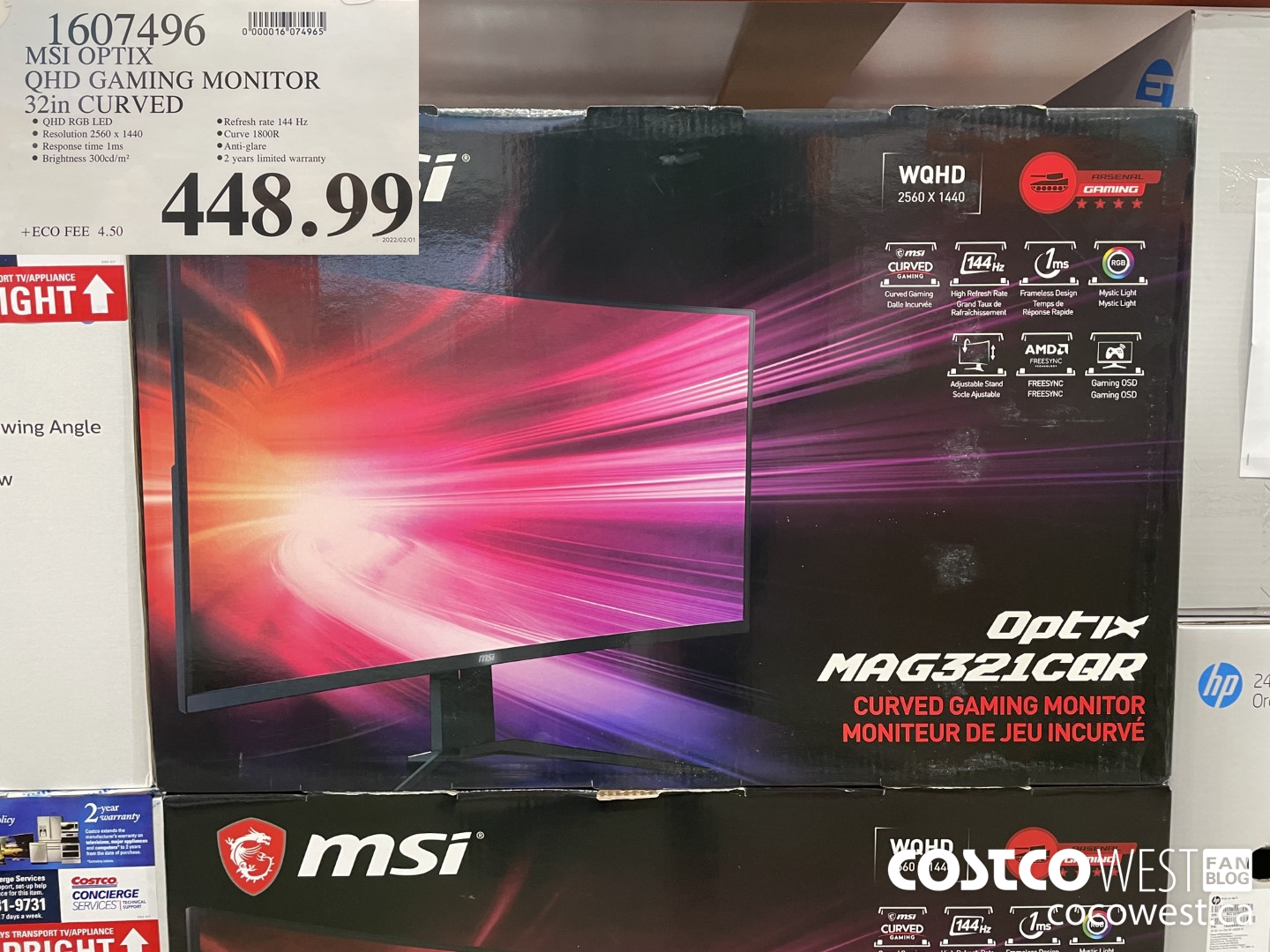 1607496 MSI OPTIX QHD GAMING MONITOR 32in CURVED $448.99
