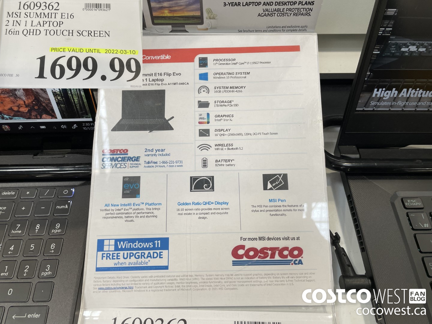 1609362 MSI SUMMIT E16 2 IN 1 LAPTOP 16in QHD TOUCH SCREEN  (EXPIRES ON 2022-03-10) $1699.99